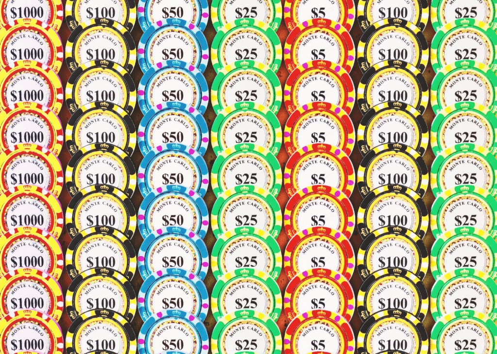 Casino chips help turn a quiet event moment into something active and social.